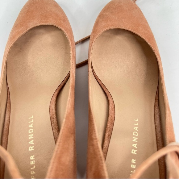 Loeffler Randall Clara deep blush suede leather lace up ankle wrap heeled pumps